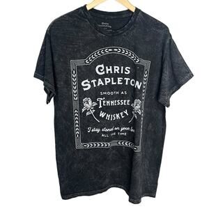 CHRIS STAPLETON Smooth as Tennessee Whiskey Black/White Distressed Tee Size‎ L